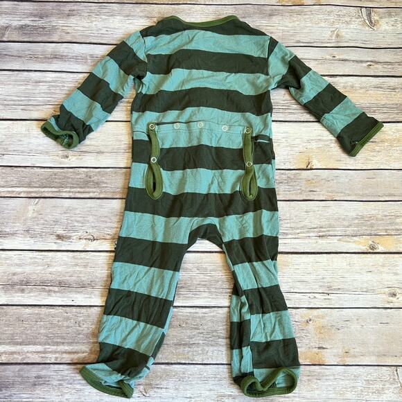 KicKee Pants Green Rugby Stripe Zipper Coverall 6-9m - Picture 6 of 8